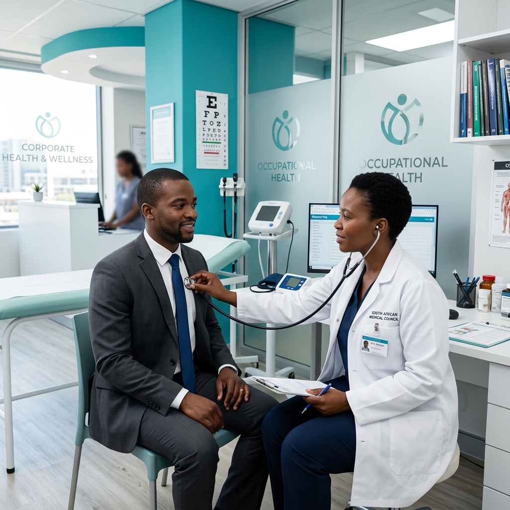 Doctor conducting occupational health assessment